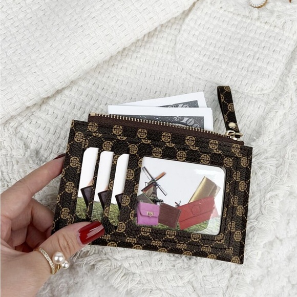 ⚠️Clearance Coffee Brown Printed Design Slim Cardholder / Wallet - Picture 4 of 4